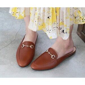 Italeau 41 Sz 10.5 Brown Cafe Soft Leather Lisa Flexlite Mules Loafer Slides NEW